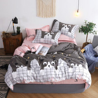 床上用品简约磨毛系列床单四件套 小猫咪-0 床单小号三件套