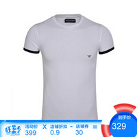 阿玛尼（ARMANI）男装 男士时尚休闲撞色条纹圆领短袖T恤96559 白色 XL