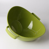 茶花塑料沥水篮加厚洗水果盆厨房洗菜篮 绿色