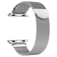 新视界苹果表带 Apple watch1/2/3/4/5代通用 米兰尼斯不锈钢苹果手表带 42/44-银色