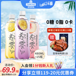 青岛啤酒汉斯小木屋轻零苏打水无糖气泡水百香果味480ml15瓶整箱