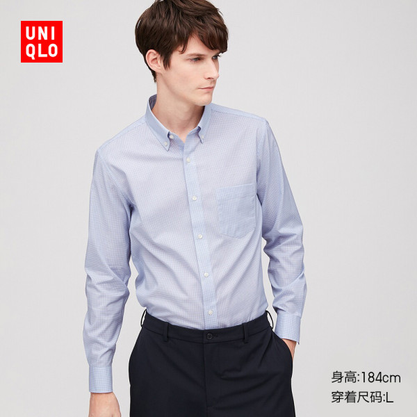 商品优衣库 男装 精纺弹力修身格子衬衫(长袖) 427217 uniqlo