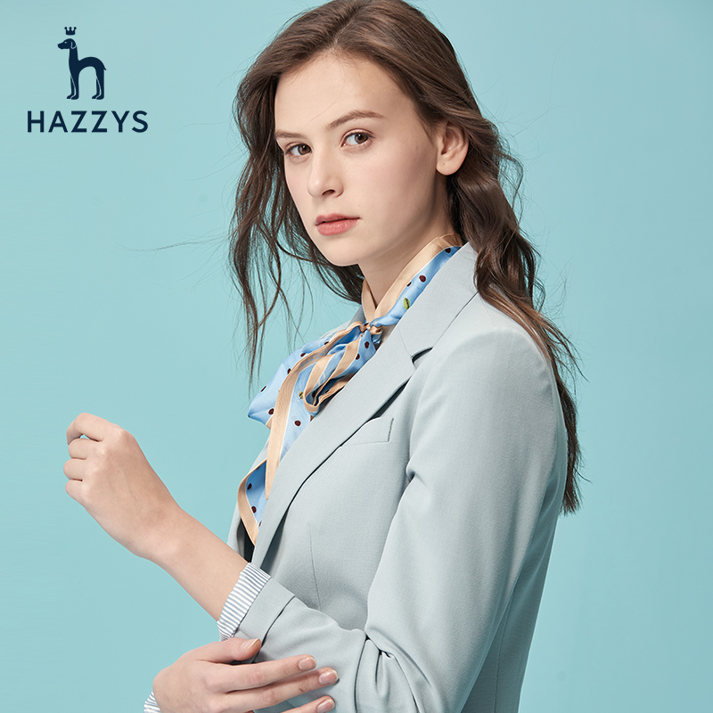 Hazzys哈吉斯春季新款女士小西装外套韩版修身显瘦收腰上衣韩版女