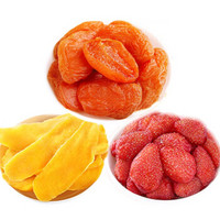哈皮猴 蜜饯果干红杏干水果干蔓越莓干零食 1杏干+1草莓干+1芒果干 106g *8件
