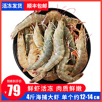 新鲜冷冻厄瓜多尔白虾海鲜水产鲜活水冻超大白虾基围虾净重1400g