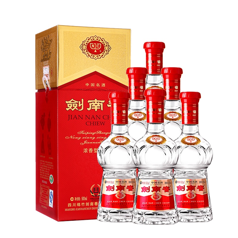 剑南春水晶剑52度500ml6浓香型白酒整箱装