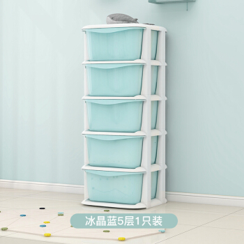 特大号儿童玩具收纳箱抽屉式塑料收纳柜整理盒宝宝装衣服储物箱子 五层蓝色
