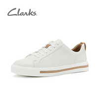 clarks其乐女鞋经典百搭款Un Maui Lace休闲单鞋平底板鞋小白鞋 白色 36