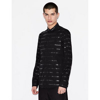 阿玛尼（ARMANI EXCHANGE）男修身版型全面LOGO长袖衬衫3HZC35 ZNLFZ Black L