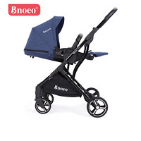BNOEO 婴儿推车双向推行宝宝车可坐可躺高景观儿童推车可折叠婴儿车 深蓝色