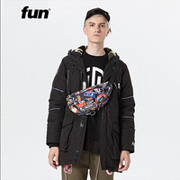 Fun潮牌羽绒服男秋冬新款fun space黑色青年休闲宽松连帽保暖外套 黑色 XXL/185/100A