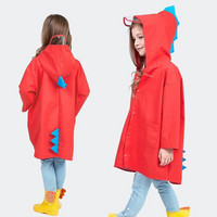 创意小恐龙儿童雨衣创意卡通斗篷连体雨披幼儿园小学生雨衣轻薄易收纳儿童防雨雨具 红色 XL