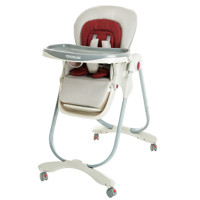 TEKNUM 儿童餐椅宝宝多功能可折叠便携式婴儿吃饭桌椅座椅摇椅 樱桃红带轮子（尊贵版）