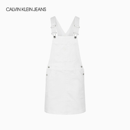 CK JEANS 2020春夏女装刺绣LOGO牛仔背带短裙 J213368 1CD-白色 S