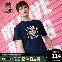 PLORY新款logo印花男士短袖t恤夏ins潮流纯棉上衣PORA937002