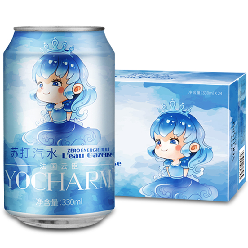 云臣 (Yocharm) 苏打水 气泡水 330ml*24罐 无糖 汽水饮料