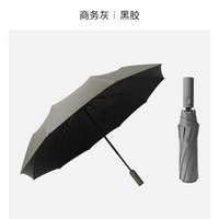 全自动晴雨两用伞加大加固双人伞男女简约折叠黑胶遮阳伞防风雨伞 10骨黑胶布 灰色