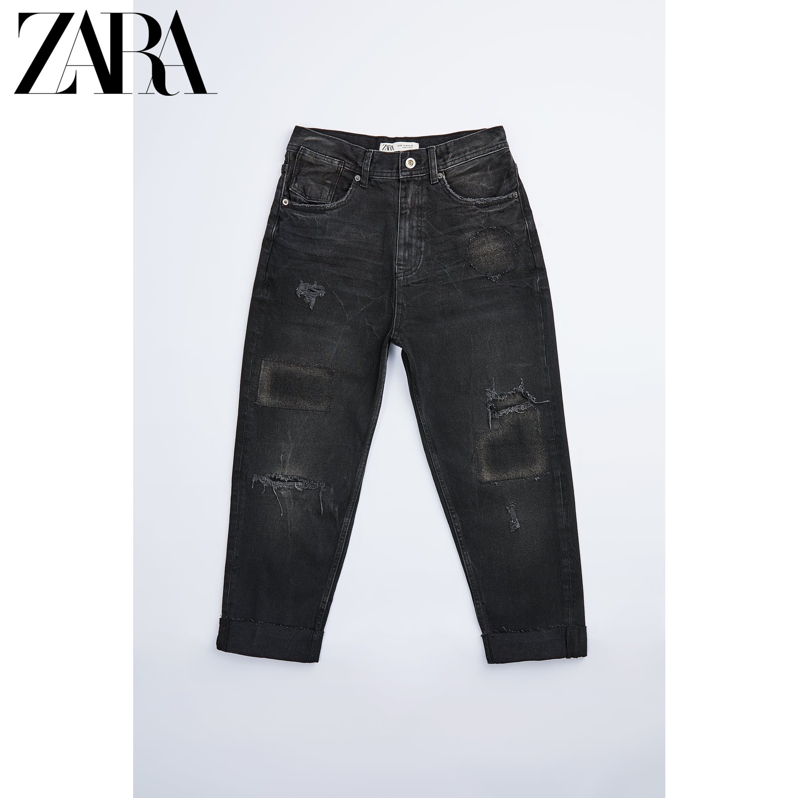 ZARA新款 男装 补丁装饰宽松版型牛仔裤 00840314800