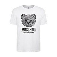 莫斯奇诺 MOSCHINO UNDERWEAR 2020春夏款 男士白色棉质蕾丝熊LOGO印花短袖T恤 1 A1911 8120 0001 L码
