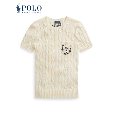 Ralph Lauren/拉夫劳伦女装 2020年早秋绞花短袖毛衣21686 101-白色 XS
