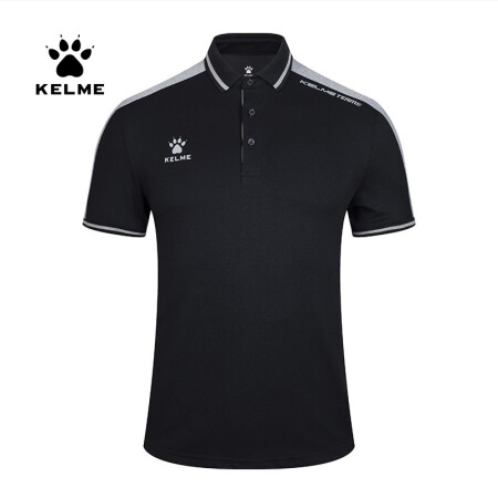KELME卡尔美夏季运动POLO衫商务休闲保罗短袖翻领T恤 3891068黑色（爪子LOGO） S/165