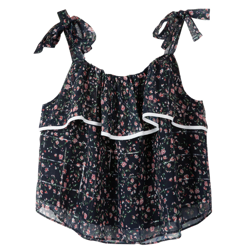 ONEMORE夏吊带短上衣小碎花吊带背心雪纺上衣性A1QD825E15