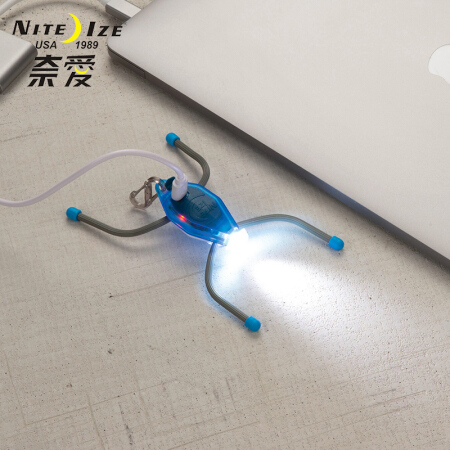 美国奈爱NiteIze可充电虫灯信号发光灯迷你免提便携式微型小电筒 蓝身白光