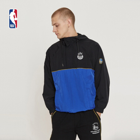 NBA 勇士队 拼接撞色梭织休闲套头运动外套 图片色 XL
