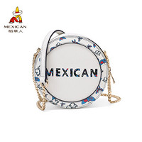 稻草人（MEXICAN）包包女包链条包斜挎小圆包  米白