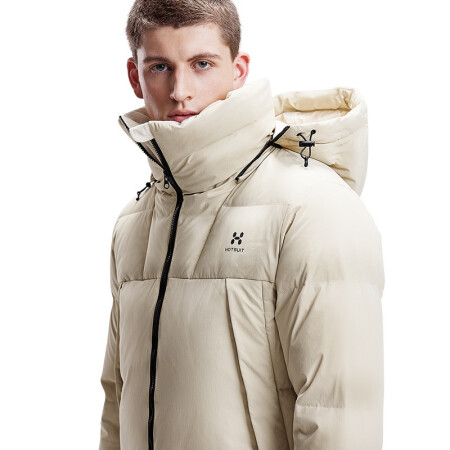 HOTSUIT后秀 黑标系列 羽绒服男 加厚防风防寒保暖连帽运动外套男 长款（草木灰） L