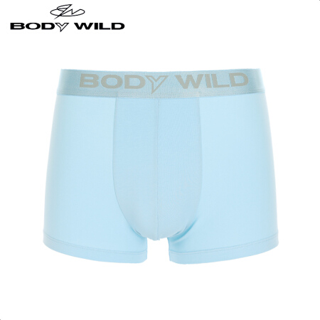 爱慕集团BODY WILD男士内衣舒适棉质纯色中腰平角内裤 ZBN23PQ1 浅蓝色175/M