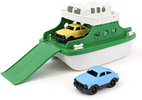 Green Toys 渡轮带微型汽车的浴缸玩具 绿色/白色 10X 6.6 x 6.3英寸