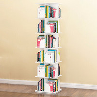 好事达 方形旋转书架 落地360度简易书柜创意学生书架储物收纳架置物架 大号六层 白色HYXS6
