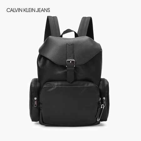 CK JEANS 2020秋冬新款 男包摇滚PU系列翻盖双肩包 HH2327P0400 001-黑色 均码