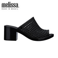 melissa梅丽莎2020春夏新品粗跟高跟加厚防水台时尚女士拖鞋 黑色 8/39码