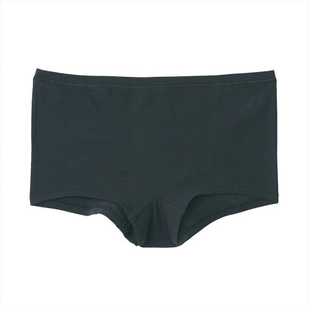 無印良品 MUJI 無印良品  女式 印度棉弹力天竺编织　平角短裤 黑色 XL