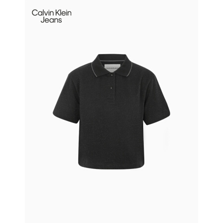 CK JEANS 2020秋冬新款 女装刺绣LOGOPolo衫短袖T恤 J214732 BEH-黑色 XS
