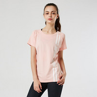 Paul Frank大嘴猴运动T恤女夏季圆领短袖运动服女跑步修身 粉红色 L