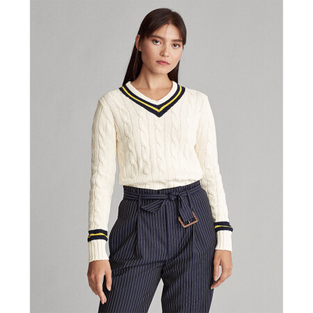 Ralph Lauren/拉夫劳伦女装 2020年春季长袖板球毛衫21292 100-白色 M