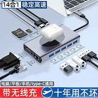 九尾鱼 十三合一 type-c拓展坞（千兆网口、4K HDMI、VGA、PD、USB3.0）