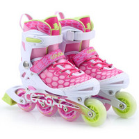 美洲狮溜冰鞋儿童 欧盟品质 闪光轮滑鞋男女 滑冰旱冰鞋成人 粉色单鞋 M(可调31-36码)