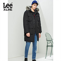 LeeXLINE 20秋冬新款黑色羽绒夹克男长款外套潮流L432383QEK11