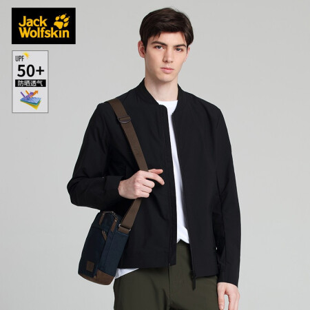 Jack Wolfskin狼爪官方男装秋冬新品户外防泼水舒适弹力防晒衣50+夹克外套5320091 5320091-6000/黑色 L 180/108A