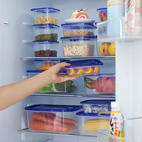 龙士达 LONGSTAR 塑料保鲜盒冷藏 冰箱收纳盒透明 长方形食品密封盒  800ml *3  LJ-0357