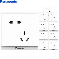松下 panasonic)开关插座面板 斜五孔二三插电源插座面板 10a5孔墙壁