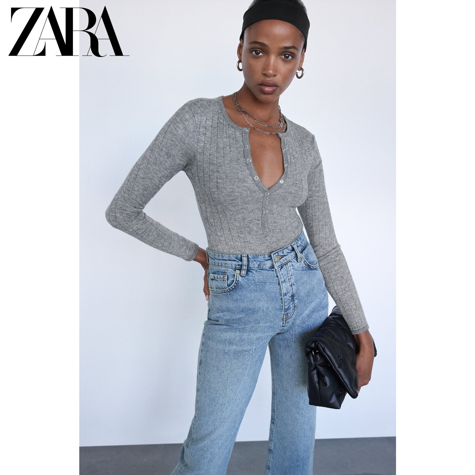 ZARA 新款 女装 Z1975 高腰直筒牛仔裤 01889151406