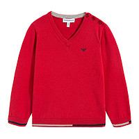 ARMANI 阿玛尼 奢侈品童装 男童红色V领羊毛针织衫 红色 6ZHM51 4