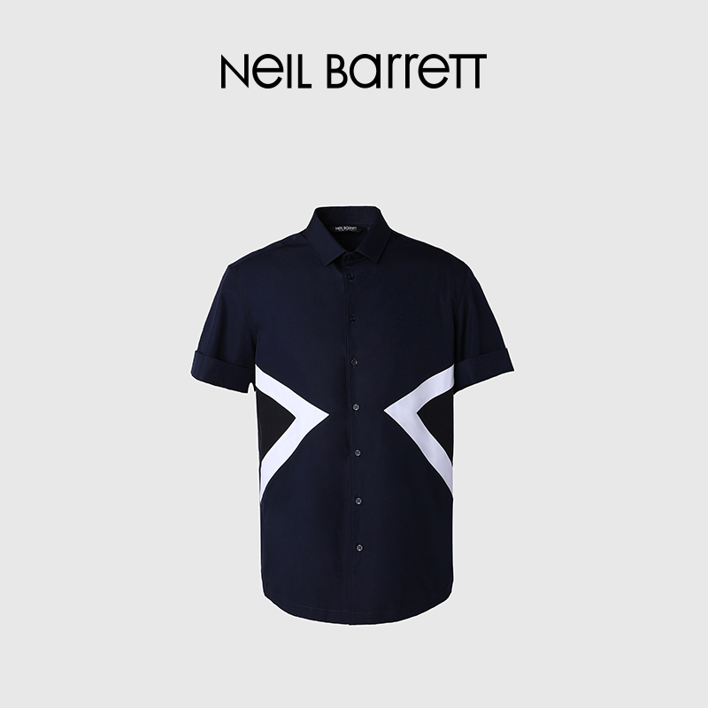 【摩登系列】NEIL BARRETT/尼奥贝奈特20早秋藏青色男式短袖衬衫