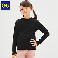 GU极优女童罗纹T恤2020新款时尚花边袖儿童春季打底上衣321702