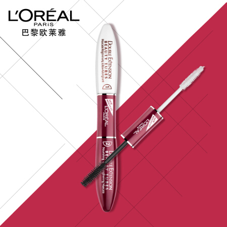 巴黎欧莱雅 L'OREAL PARIS欧莱雅（LOREAL）惊艳特长美睫膜(黑色) 2*7ml （欧莱雅彩妆 睫毛膏 轻松上色 温水卸妆）